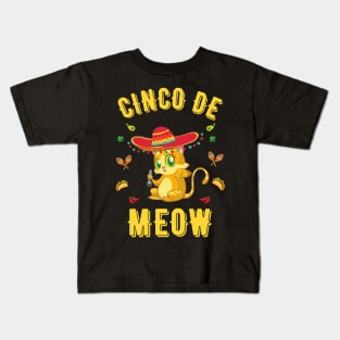 Cinco de meow cat lover , Funny cinco de meow Kids T-Shirt